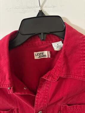 Levi's Red Denim Long Sleeve Button Down Shirt Size Large